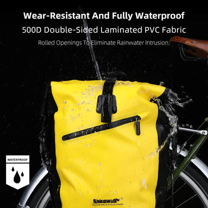 20L Rear Rack Bike Bag Waterproof Polyester Trunk Pannier Yellow