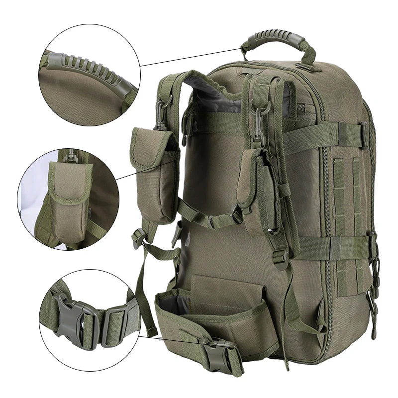 60L Expandable Tactical Backpack Molle Green