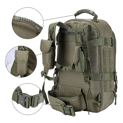 60L Expandable Tactical Backpack Molle Green