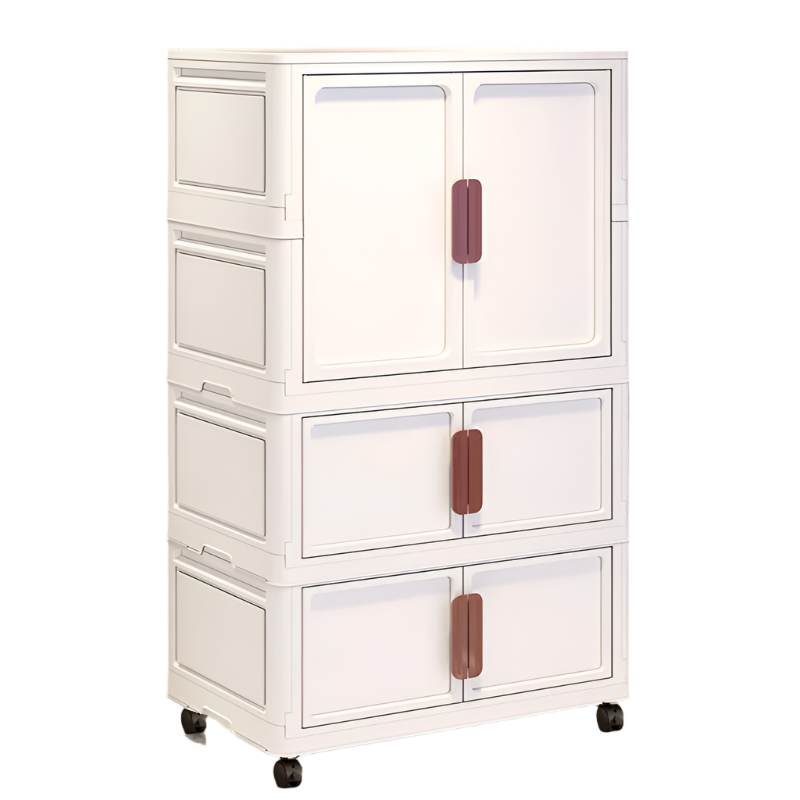 60cm Foldable Plastic Storage Cabinet with 2 Small Compartments
