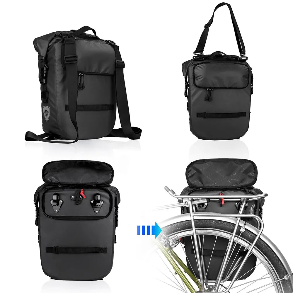20L Waterproof Bike Pannier Rack Cycling Bag Black