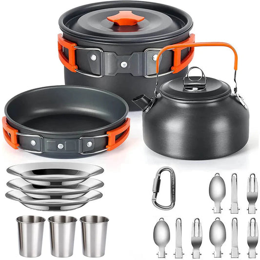 Camping Cookware Set Non-Stick Pots for 2-3 People