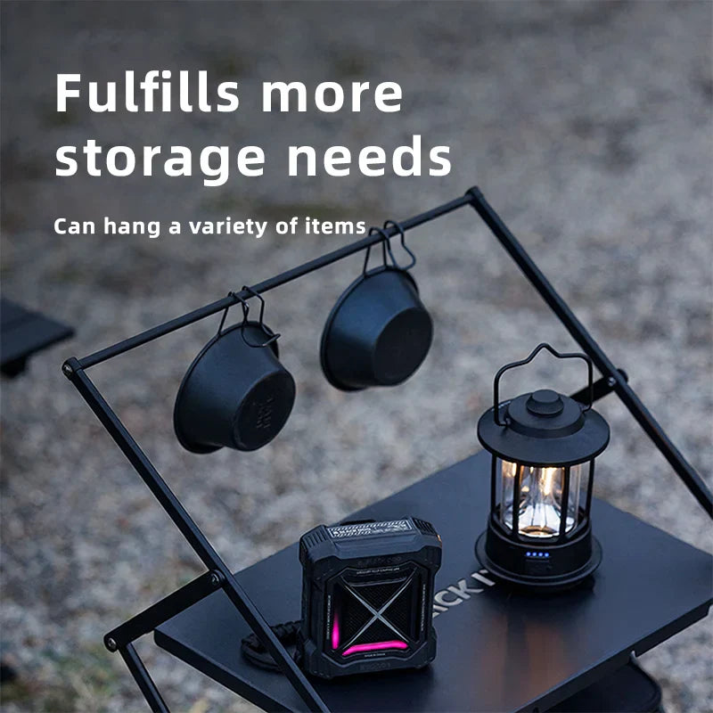 Camping Foldable Storage Organizer Rack Black