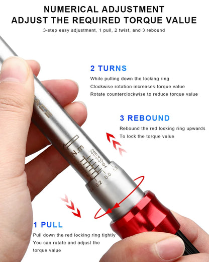 Bicycle Torque Wrench Set Dual Direction Socket Kit Red