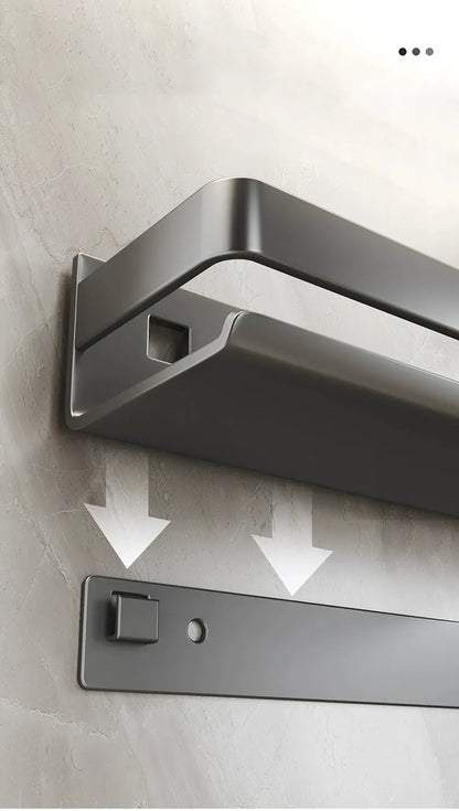 Contemporary Gray Bathroom Shelf Organizer - Wall-Mounted Corner Storage Rack