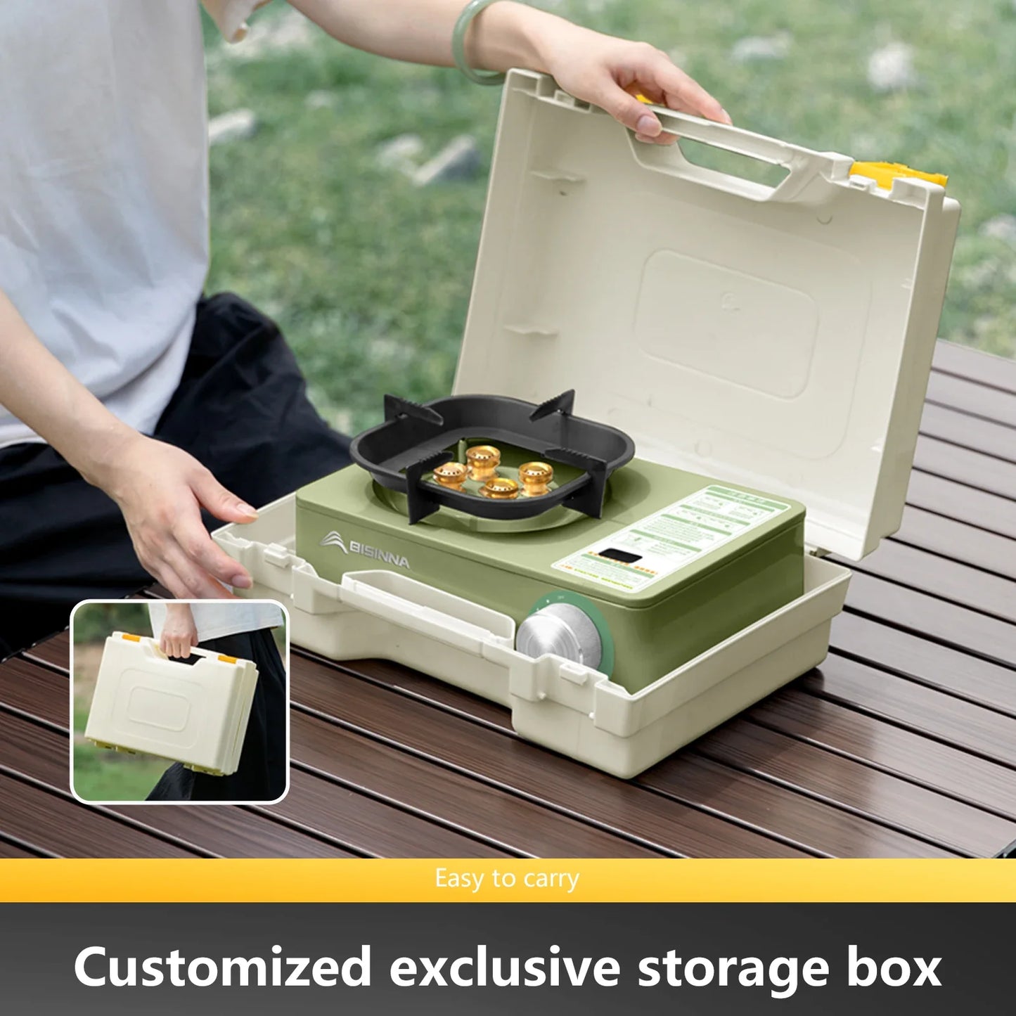 5800W Camping Gas Stove High Firepower Cassette Green