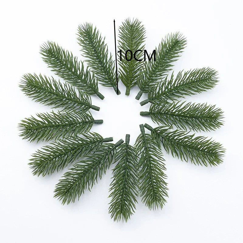 100pcs 10cm Christmas Pine Needle Artificial Plants - DIY Garland & Tree Decoration