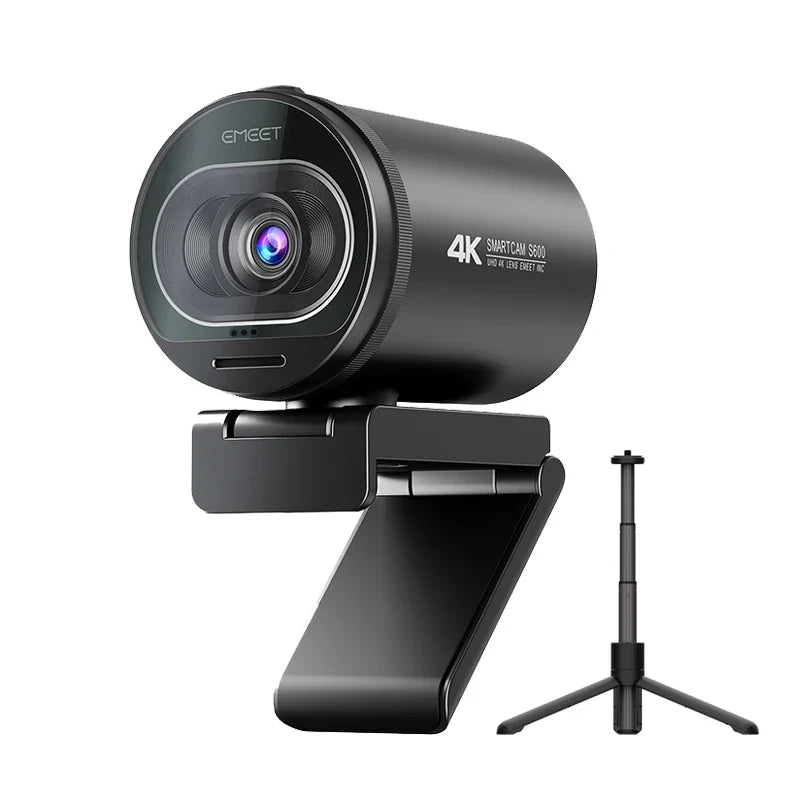 4K Webcam with Tripod Autofocus Streaming Black