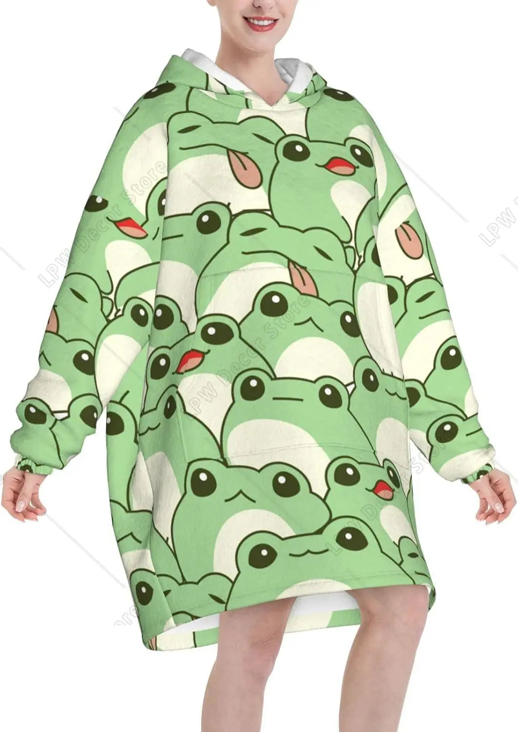 Cute Frog Plush Wearable Blanket Hoodie