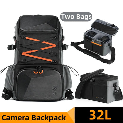 2-in-1 Camera Backpack And Sling Waist Bag Grey