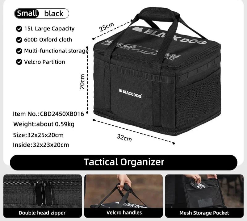 15L Tactical Camping Storage Organizer Black