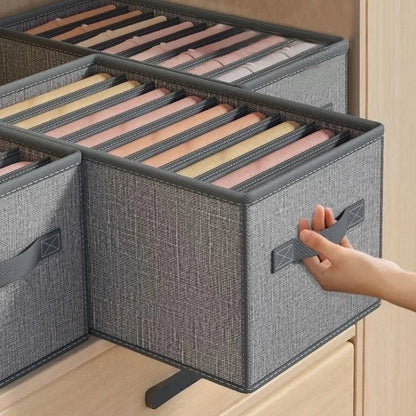 5PCS Gray 9-Grids Closet Clothes Organizer Storage Box Cabinet Drawers Set - 44x25x22cm