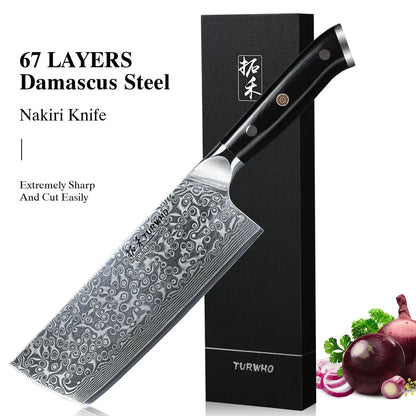 Professional 7-Inch Damascus Steel Meat Cleaver VG10 Core Black