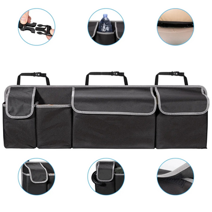 Car Trunk And Backseat Organizer Multi Use Oxford Storage Bag Black