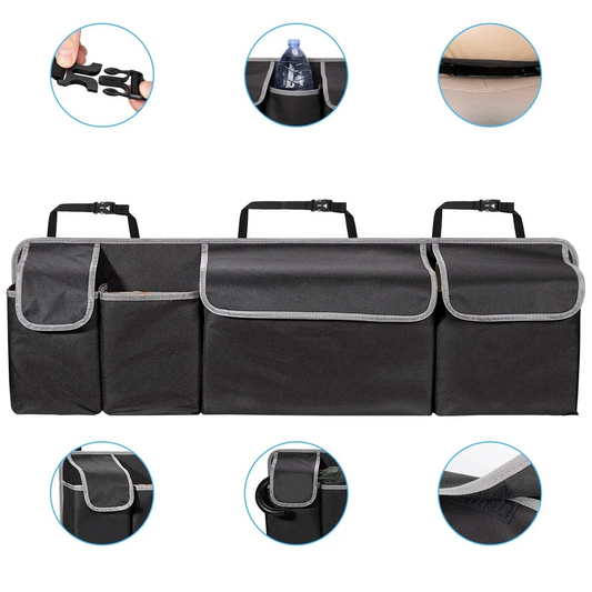 Car Trunk And Backseat Organizer Multi Use Oxford Storage Bag Black