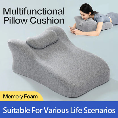 Multifunctional Prone Position Lie Pillow Ergonomic Knit Cushion Grey