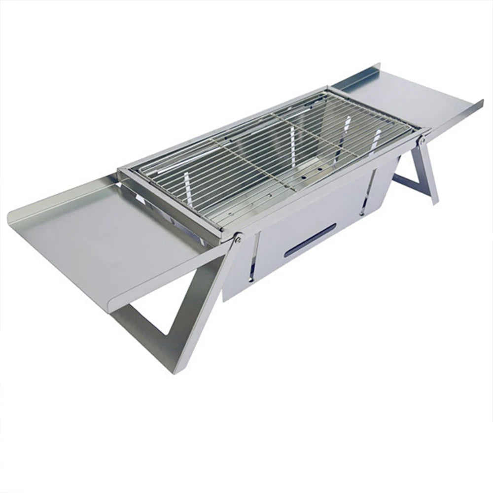 Folding Charcoal Grill Stove Silver
