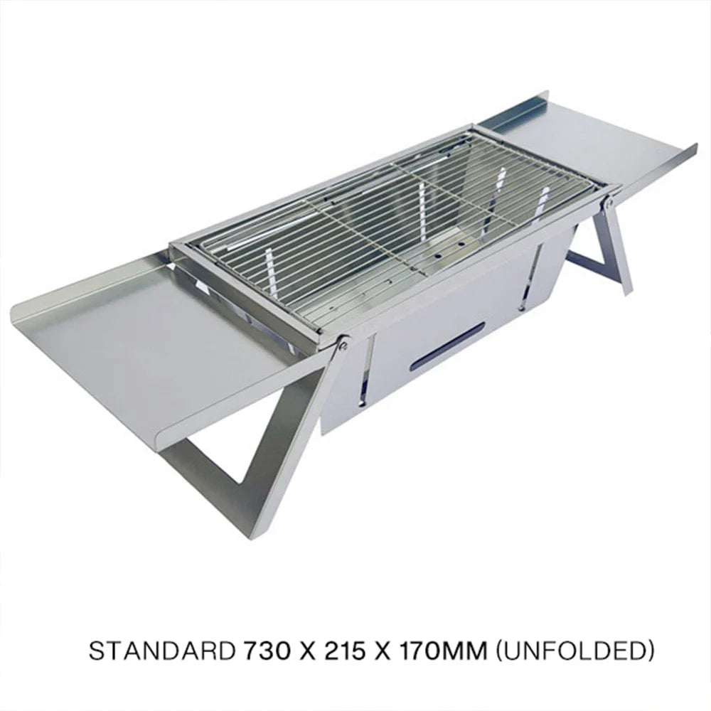 Folding Charcoal Grill Stove Silver