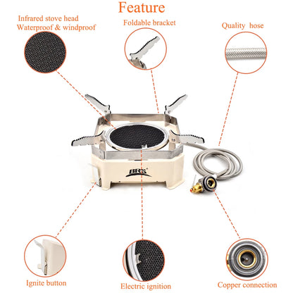 2200W Portable Infrared Camping Gas Stove Split-Type Butane Burner