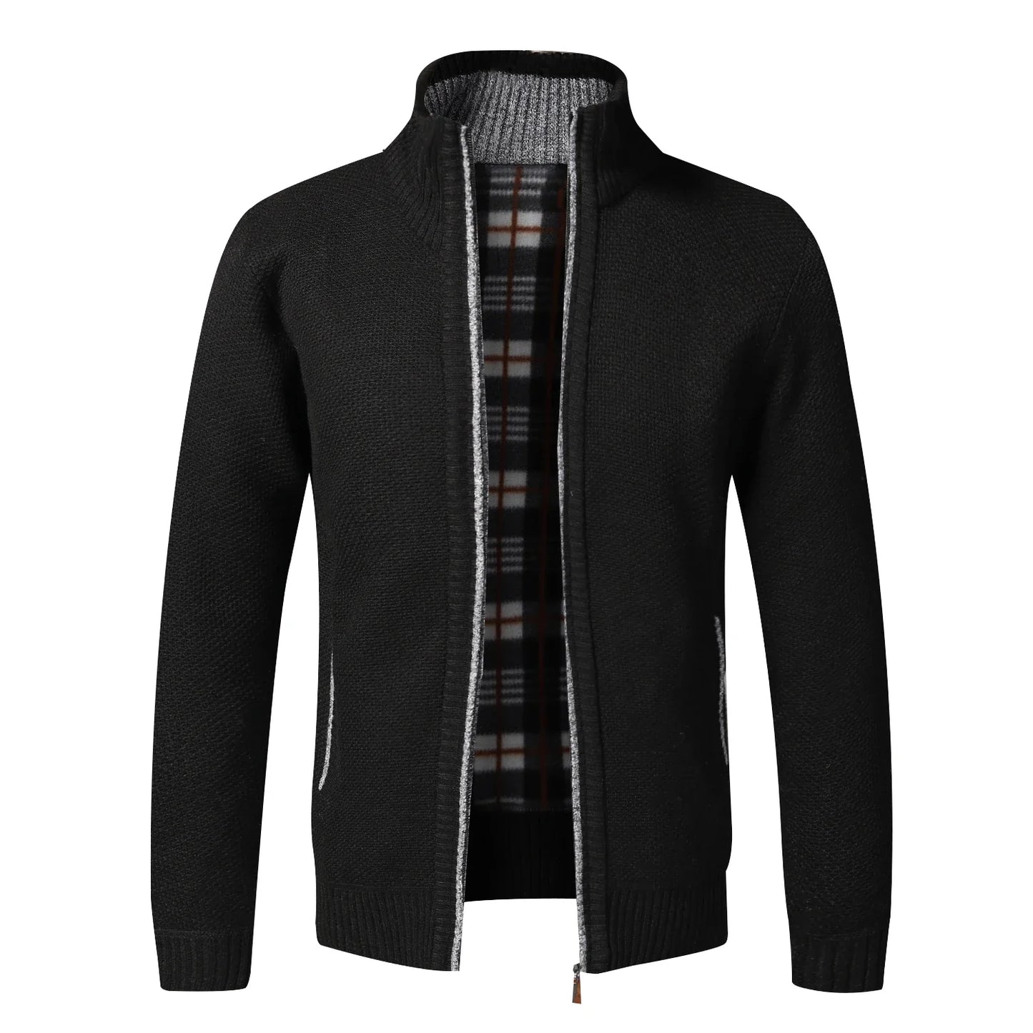 Men's Fleece Zip Cardigan Jacket Slim Fit Knit