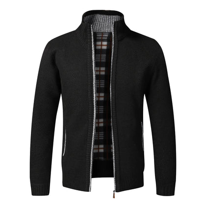 Men's Fleece Zip Cardigan Jacket Slim Fit Knit