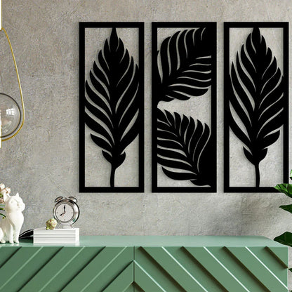 Boho Tropical Leaves Wooden Wall Art