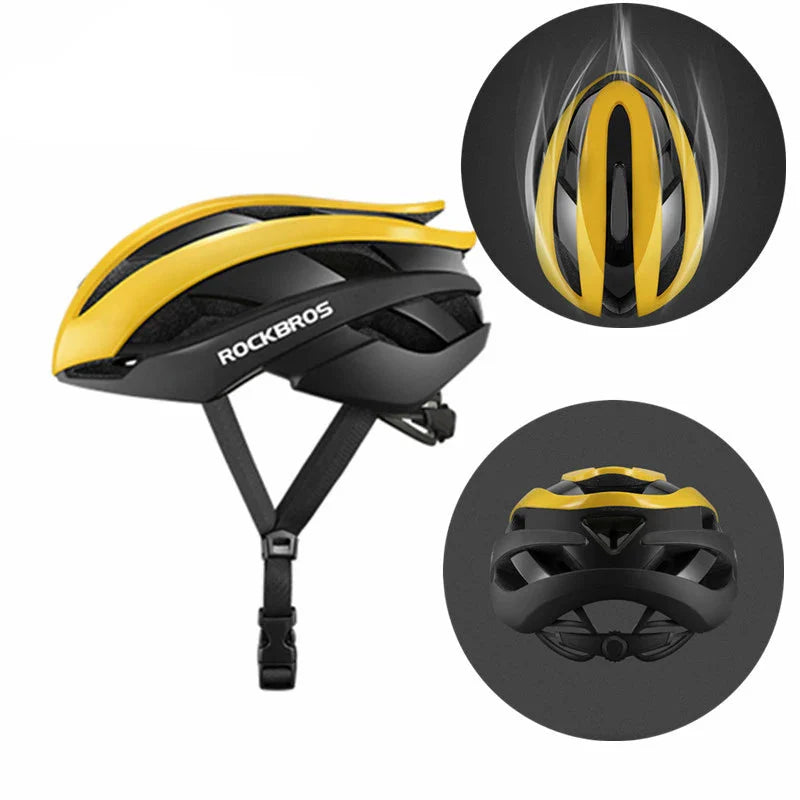 Ultralight Bicycle Helmet Magnetic Snap Closure 58–61cm Yellow