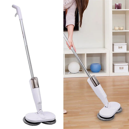 Wireless Electric Spin Mop Cleaner 2-in-1 Wet & Dry Floor Scrubber White