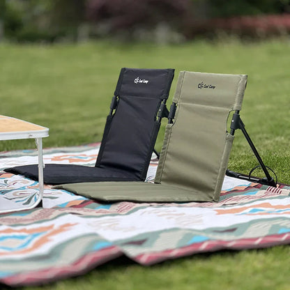 Portable Camping Chair with Backrest Cushion- Green