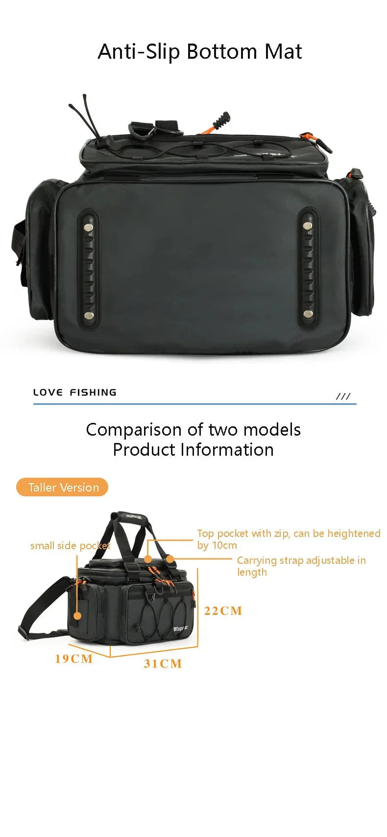 Waterproof Fishing Gear Shoulder Bag Camping Black