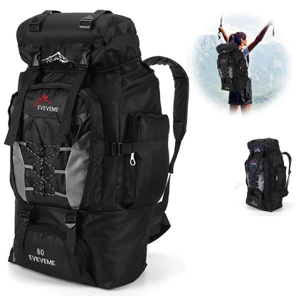 80L Travel Backpack Waterproof Outdoor Pack Black