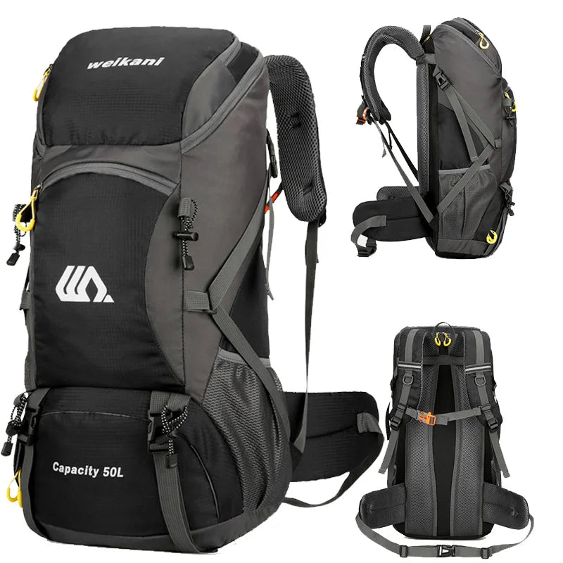 50L Waterproof Travel Backpack Rucksack Black