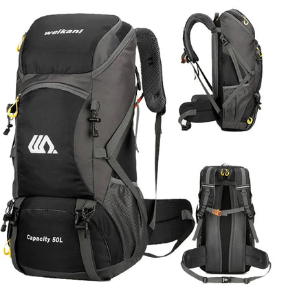 50L Waterproof Travel Backpack Rucksack Black