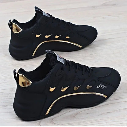 Mens Casual Vulcanized Sneakers Lightweight Breathable Shoes (Black)