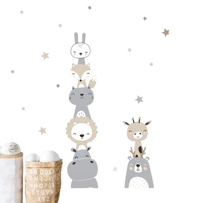 Baby Height Measurement Lion Animals Wall Sticker