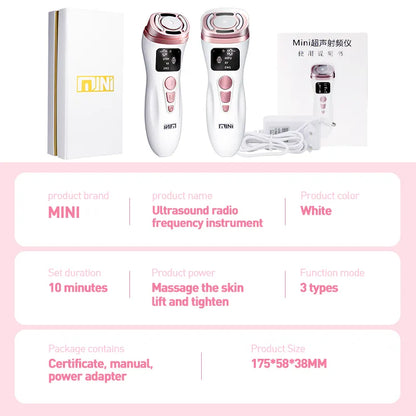Mini HIFU & RF Facial Beauty Tool for Firming, Anti-Wrinkle, and Youthful Radiance