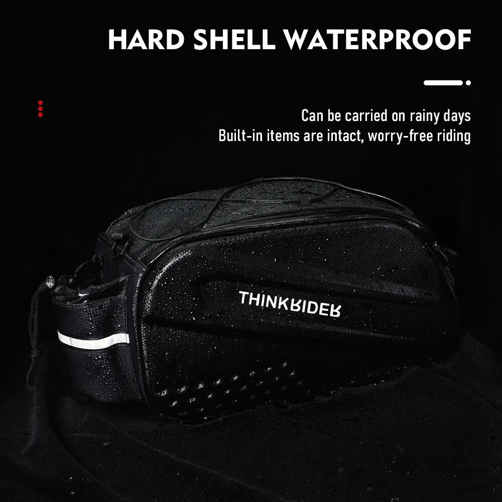 14L Bicycle Hard Shell Hunch Waterproof PU Bike Tail Bag Black
