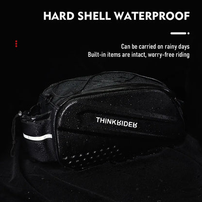 14L Bicycle Hard Shell Hunch Waterproof PU Bike Tail Bag Black