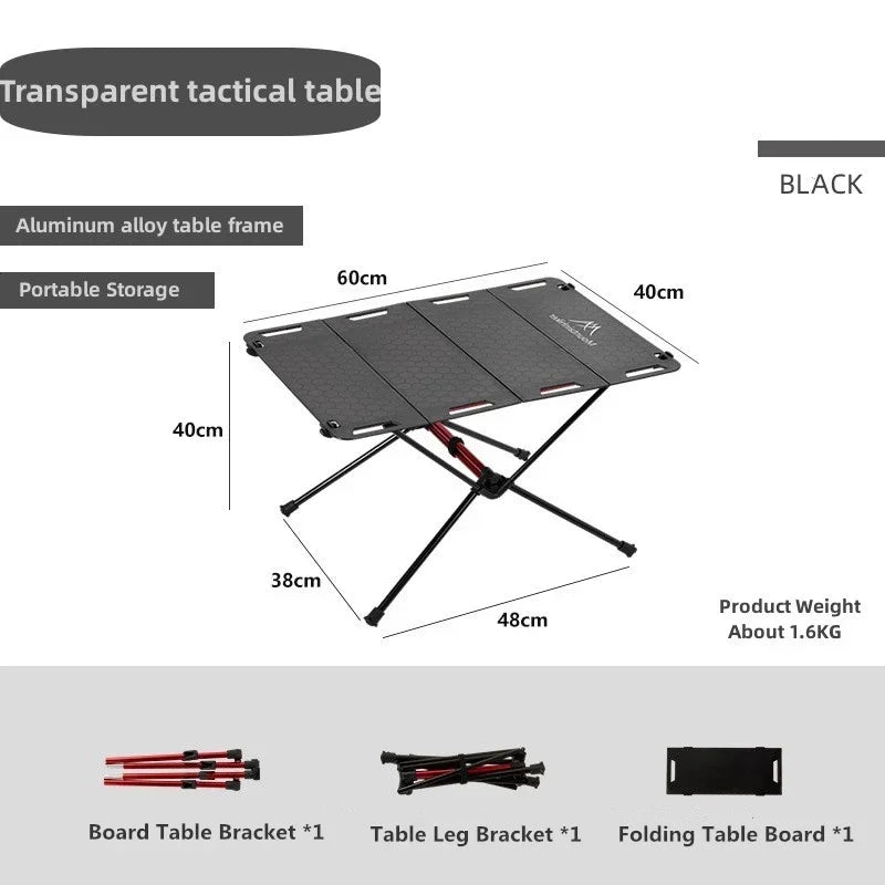 Transparent Tactical Camping Table Black