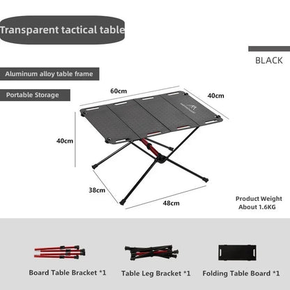 Transparent Tactical Camping Table Black