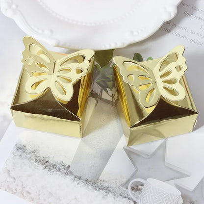 Glossy Gold Butterfly Candy Boxes
