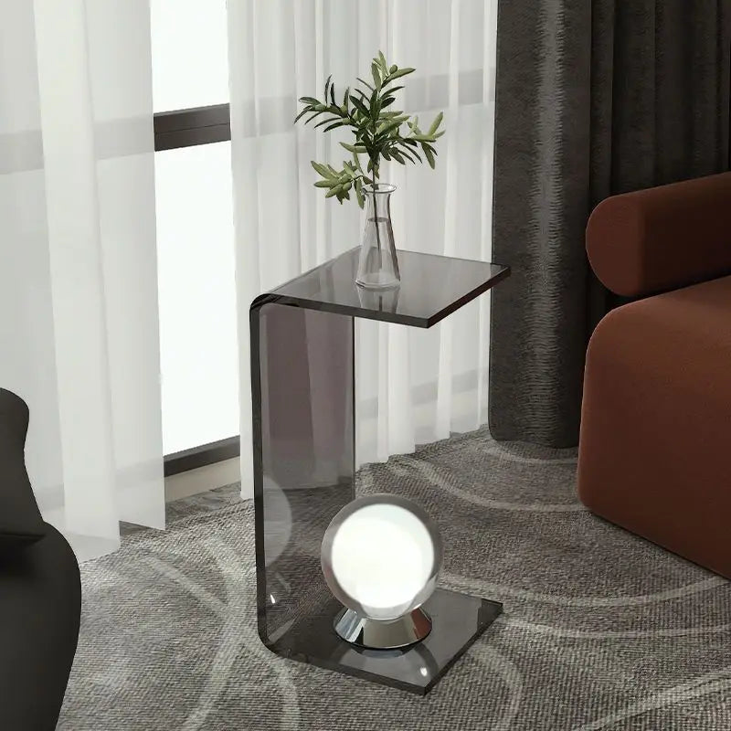 Contemporary Gray Acrylic Small Side Table - Elegant Accent for Modern Living Spaces