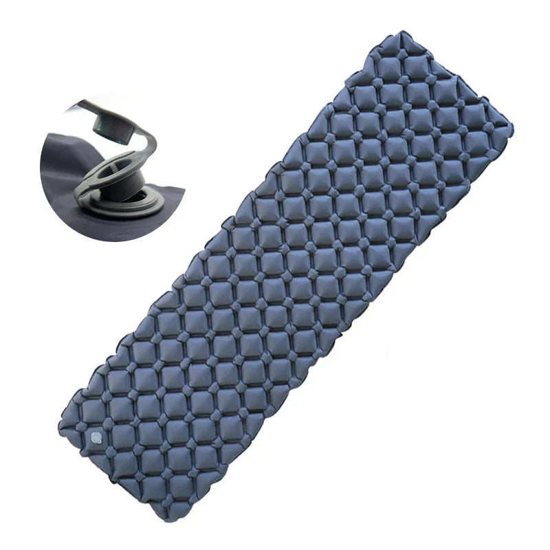 Camping Inflatable Air Mattress with Built-In Pump Blue