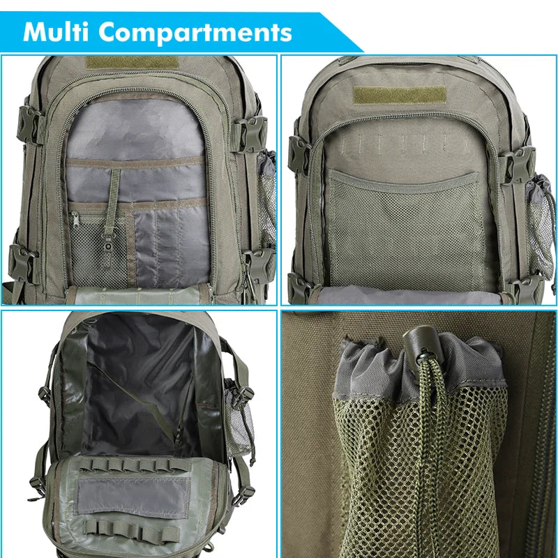 60L Expandable Tactical Backpack Molle Green