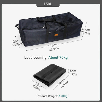 150L Folding Camping Storage Bag Waterproof Black