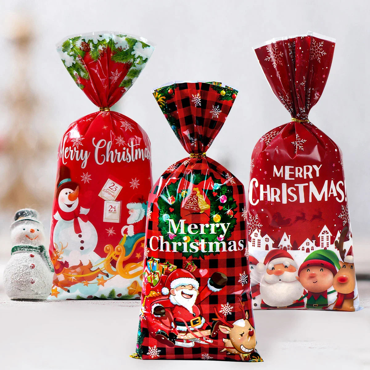 100pcs Christmas Candy Bags Santa Gift Set - Festive Holiday Treats