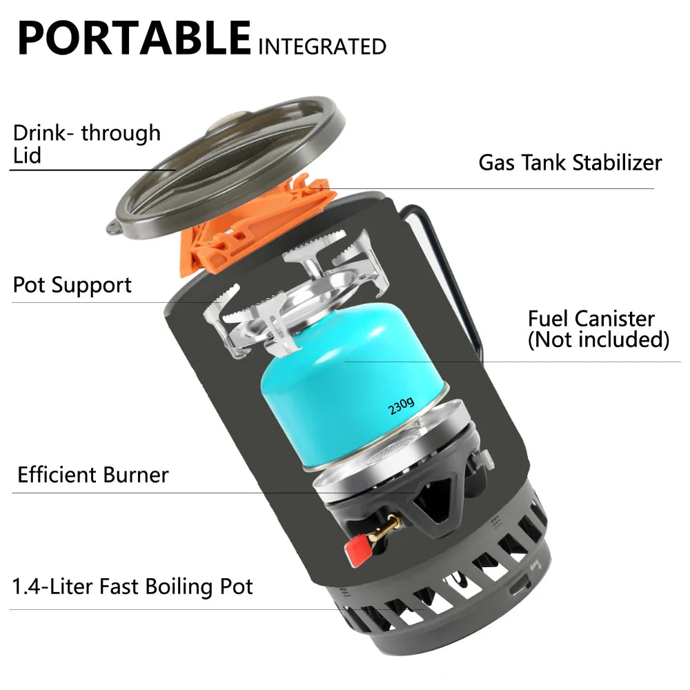 1400ml Heat Exchanger Camping Stove Black