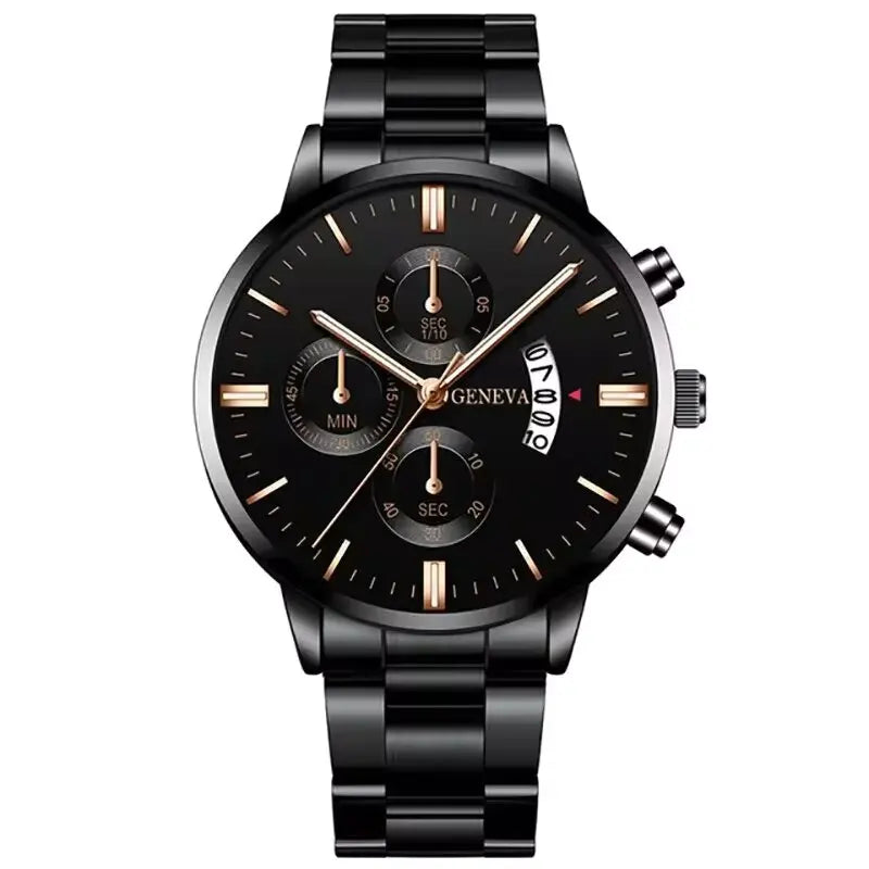 Men's Stainless Steel Quartz Calendar Watch