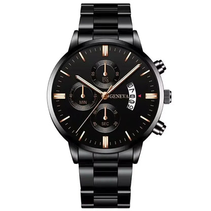Men's Stainless Steel Quartz Calendar Watch