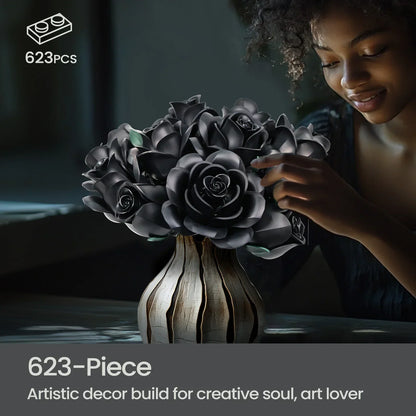 Black Rose Building Block Set Gothic Bouquet (12 PCS)